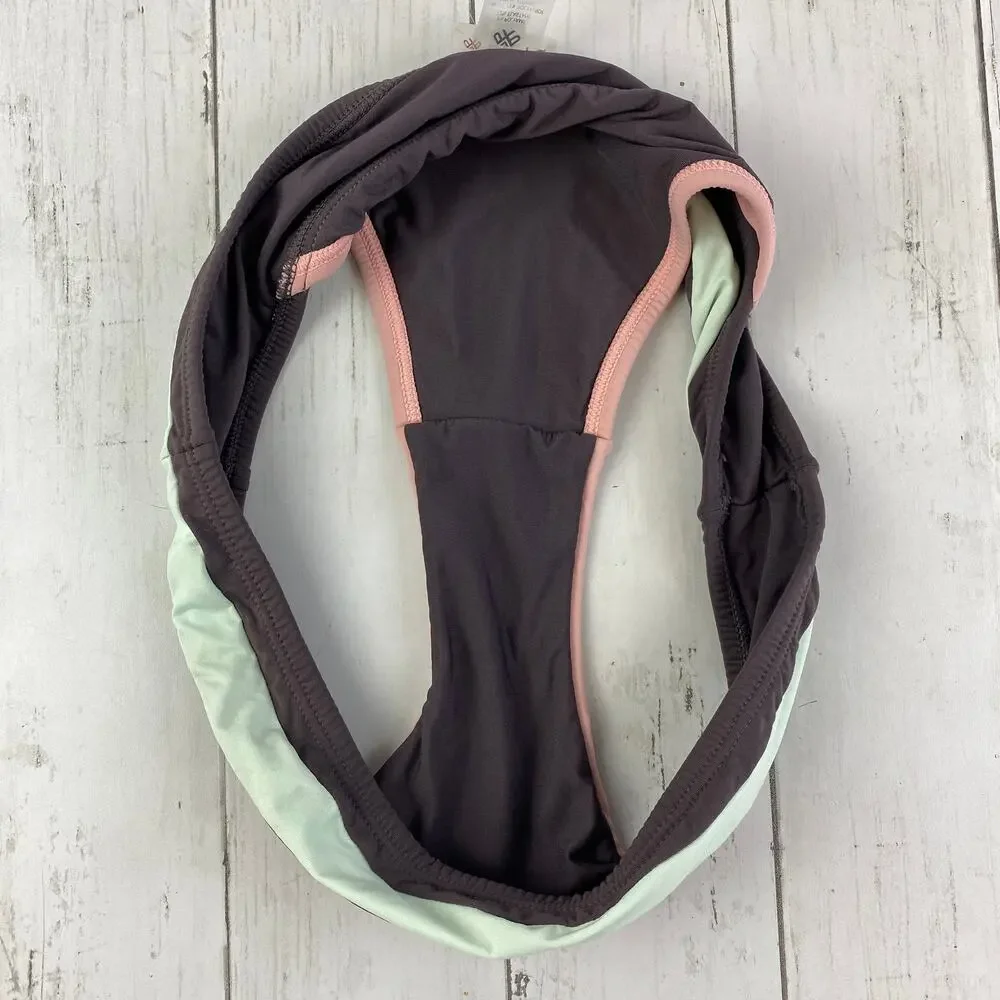 PilyQ Pink Riviera Color Block Teeny Cut Bikini Bottom Size Medium